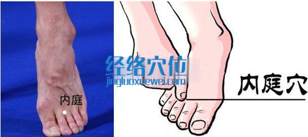 圖解內(nèi)庭穴的位置