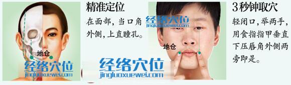 地倉穴的準(zhǔn)確位置圖及取穴方法示范