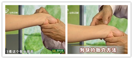 慢性咽喉炎的治療穴位：列缺穴的位置圖